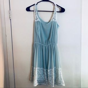 WORN ONCE Mint Lace Ruched Waistband Dress